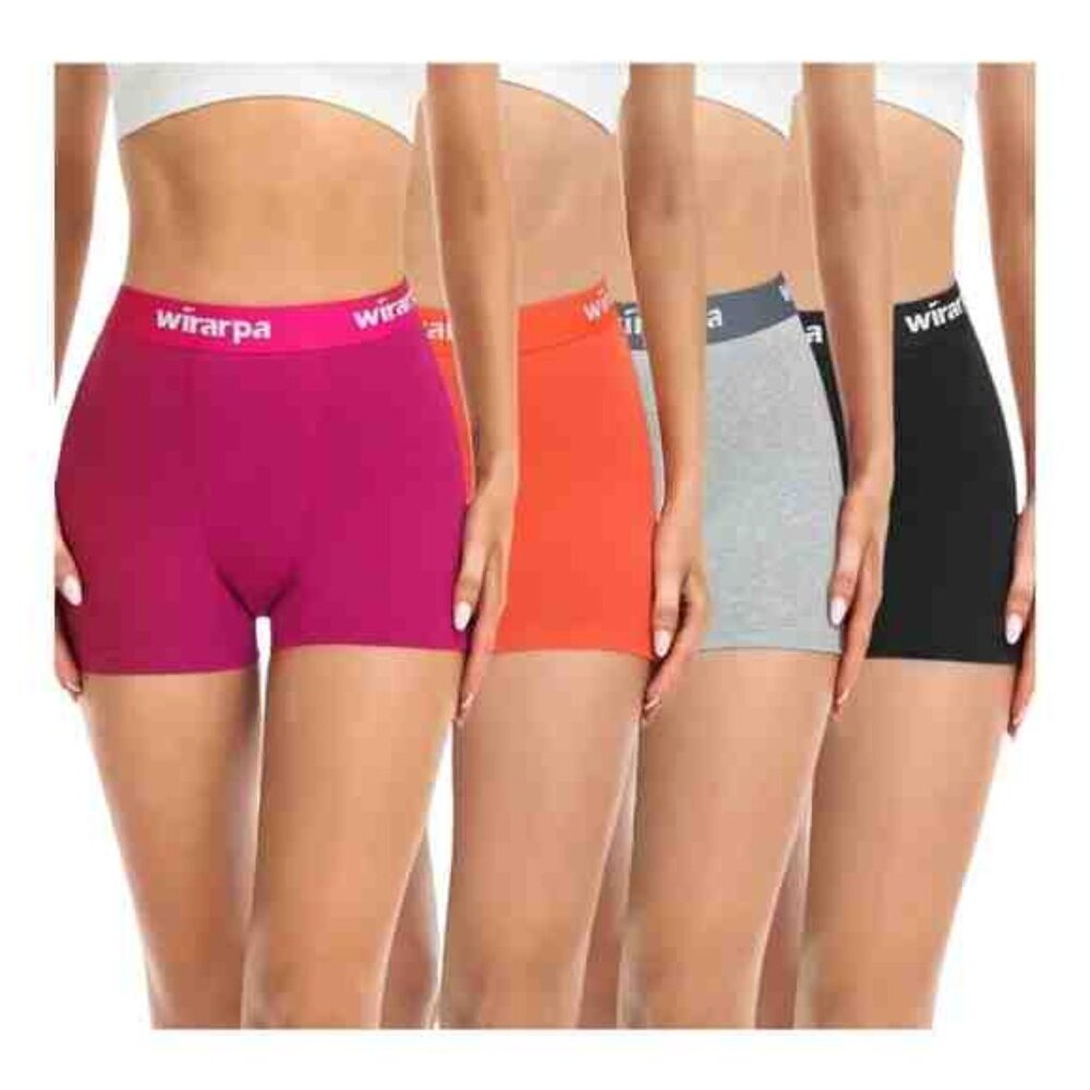 Wirarpa Women's Soft and Comfortable Cotton Briefs Short Underwear, L, 4 Pack
